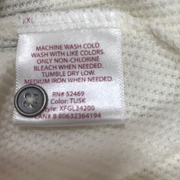 Faded Glory Cream Waffle Pattern V-Neck Long Sleeve XXL (20) - Picture 4 of 5